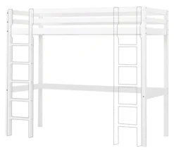 Hoppekids ECO Dream Hochbett 90x200cm mit gerader Leiter und Schreibtisch weiß