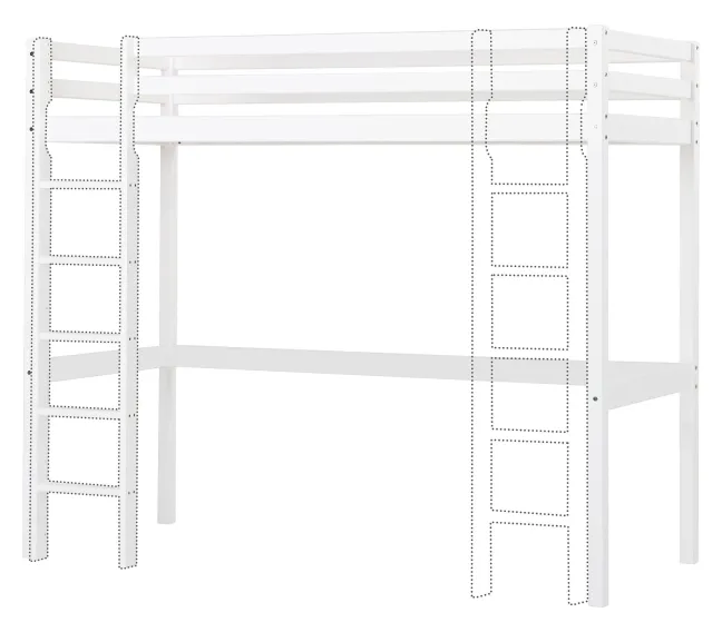 Hoppekids ECO Dream Hochbett 90x200cm mit gerader Leiter und Schreibtisch weiß