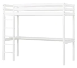 Hoppekids ECO Dream Hochbett 90x200cm mit gerader Leiter und Schreibtisch weiß