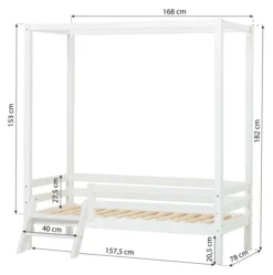 Hoppekids ECO Dream Junior Himmelbett 70x160cm mit 3/4 Absturzs. und kleiner Leiter weiß