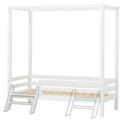 Hoppekids ECO Dream Junior Himmelbett 70x160cm mit 3/4 Absturzs. und kleiner Leiter weiß