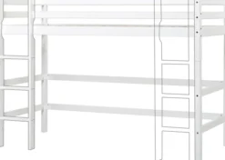 Hoppekids ECO Dream Mittelhochbett 90x200cm mit gerader Leiter weiß