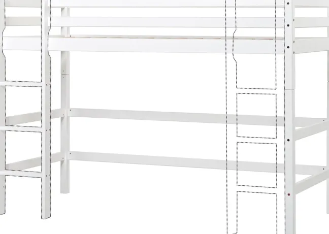 Hoppekids ECO Dream Mittelhochbett 90x200cm mit gerader Leiter weiß