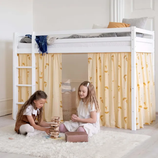 Hoppekids ECO Dream Mittelhochbett 90x200cm mit gerader Leiter weiß