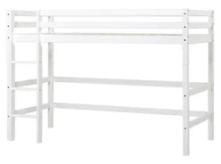 Hoppekids ECO Dream Mittelhochbett 90x200cm mit gerader Leiter weiß