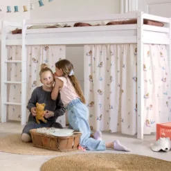 Hoppekids ECO Dream Mittelhochbett 90x200cm mit gerader Leiter weiß