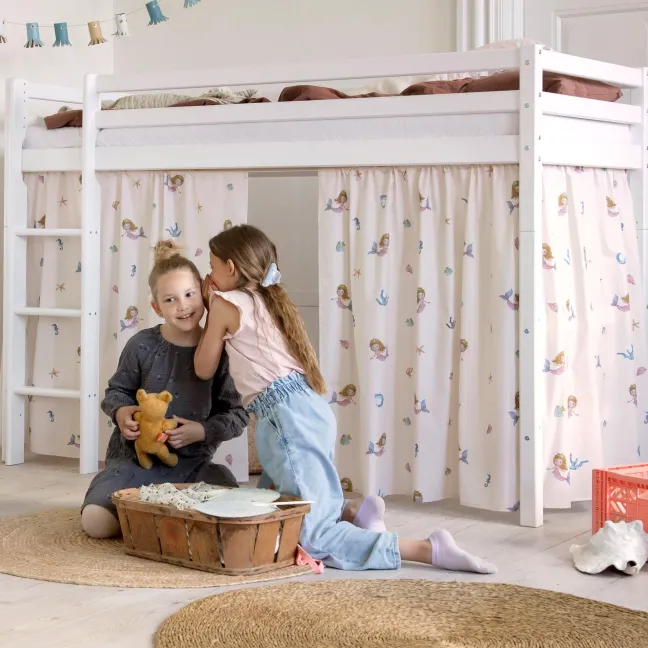 Hoppekids ECO Dream Mittelhochbett 90x200cm mit gerader Leiter weiß