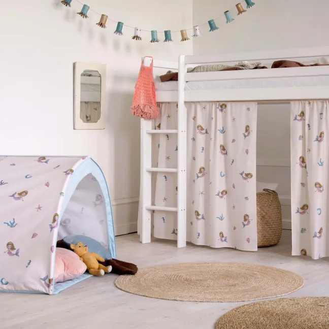 Hoppekids ECO Dream Mittelhochbett 90x200cm mit gerader Leiter weiß