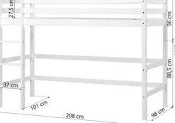 Hoppekids ECO Dream Mittelhochbett 90x200cm mit gerader Leiter weiß