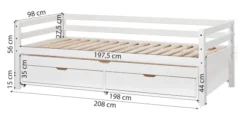 Hoppekids ECO Dream Tagesbett mit Gästebett und 2 Bettkästen weiß