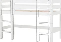 Hoppekids ECO Luxury Halbhochbett Junior 70x160cm mit Rollrost und gerader Leiter weiß