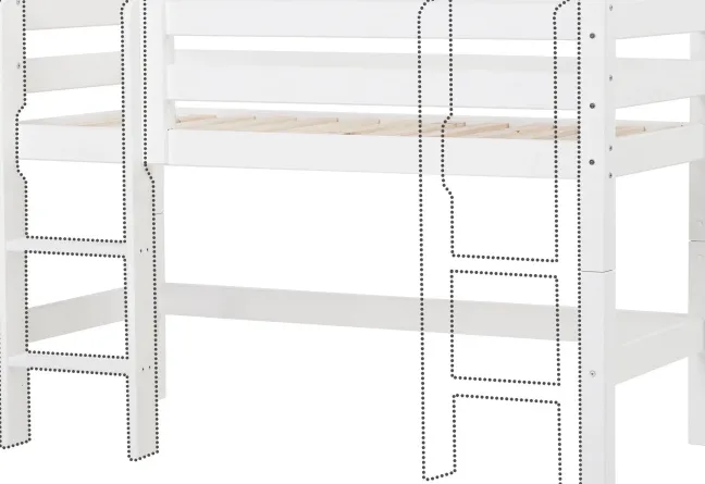 Hoppekids ECO Luxury Halbhochbett Junior 70x160cm mit Rollrost und gerader Leiter weiß
