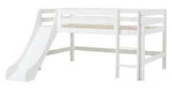 Hoppekids ECO Luxury Halbhochbett 120x200cm mit Rollrost, Rutsche und gerader Leiter weiß