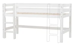 Hoppekids ECO Luxury Halbhochbett 120x200cm mit Rollrost und gerader Leiter weiß