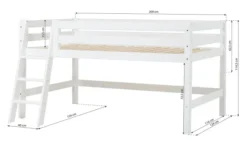 Hoppekids ECO Luxury Halbhochbett 120x200cm mit Rollrost und Schrägleiter weiß
