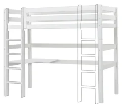 Hoppekids ECO Luxury Hochbett Mega 90x200cm mit Rollrost und gerader Leiter weiß