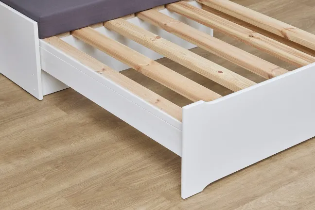 Hoppekids ECO Luxury Hochbett Mega 90x200cm mit Rollrost und Schrägleiter weiß