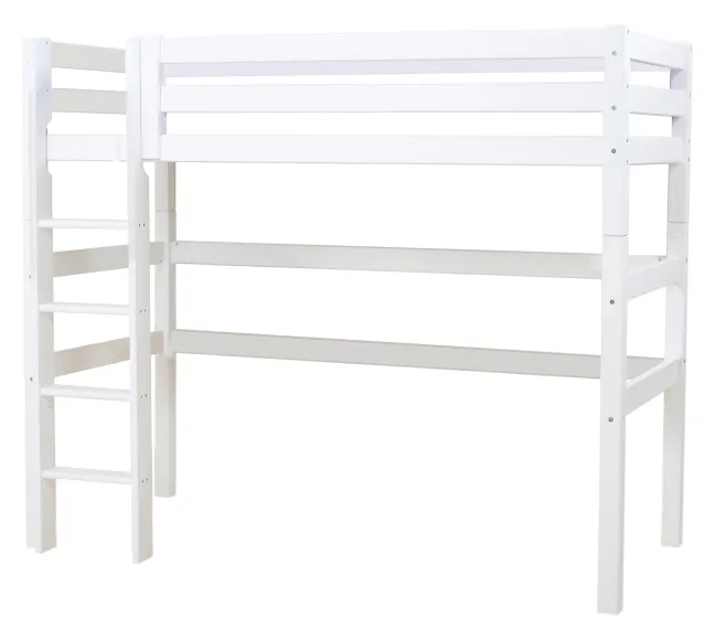 Hoppekids ECO Luxury Hochbett 90x200cm mit Rollrost und gerader Leiter weiß