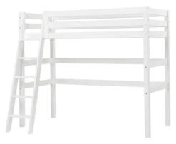 Hoppekids ECO Luxury Hochbett 90x200cm mit Rollrost und Schrägleiter weiß