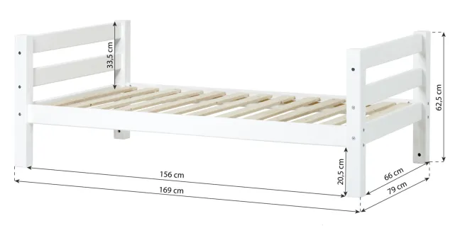 Hoppekids ECO Luxury Juniorbett 70x160cm mit Rollrost weiß