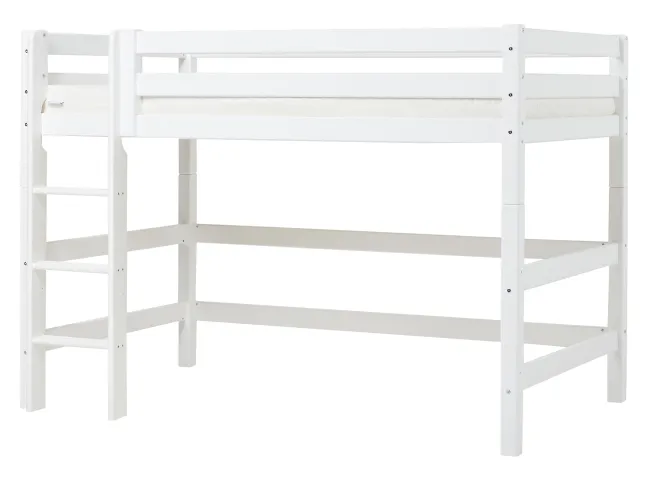 Hoppekids ECO Luxury Mittelhochbett 120x200cm mit Rollrost und gerader Leiter weiß