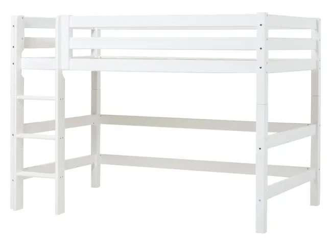 Hoppekids ECO Luxury Mittelhochbett 120x200cm mit Rollrost und gerader Leiter weiß