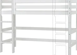 Hoppekids ECO Luxury Mittelhochbett 90x200cm mit Rollrost und gerader Leiter weiß