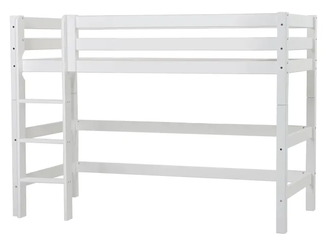Hoppekids ECO Luxury Mittelhochbett 90x200cm mit Rollrost und gerader Leiter weiß