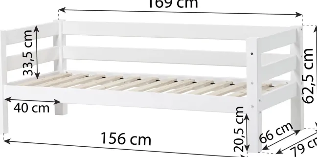 Hoppekids ECO Luxury Sofabett Junior 70x160cm mit Rollrost weiß