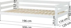 Hoppekids ECO Luxury Sofabett 120x200cm mit Rollrost weiß