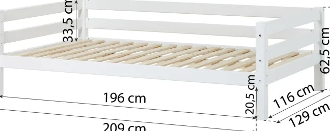 Hoppekids ECO Luxury Sofabett 120x200cm mit Rollrost weiß