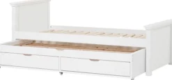 Hoppekids Maja Deluxe Bett 90x200 cm mit Rollrost und Auszieh-/Gästebett weiß