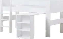 Hoppekids PURE Halbhochbett 90x200 cm mit Schreibtisch weiß