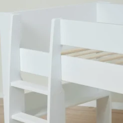 Hoppekids PURE Halbhochbett 90x200 cm mit Schreibtisch weiß