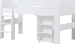 Hoppekids PURE Halbhochbett 90x200 cm mit Schreibtisch weiß