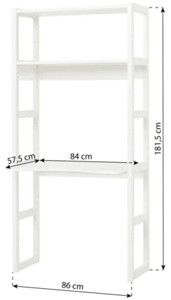 Hoppekids Storey Regal 80cm mit Tischplatte und 2 Einlegeböden weiß