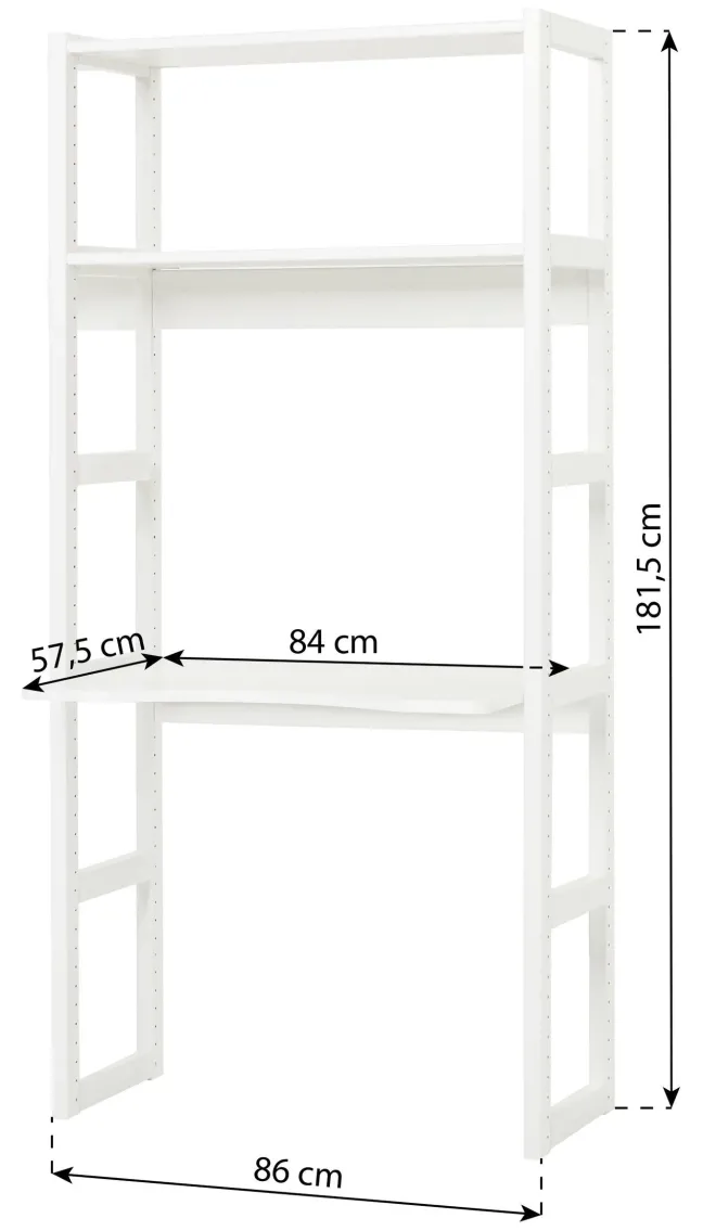 Hoppekids Storey Regal 80cm mit Tischplatte und 2 Einlegeböden weiß