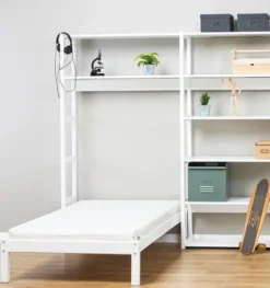 Hoppekids Storey Regalkombination 100cm mit Bett 90x200cm und 8 Einlegeböden weiß