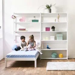 Hoppekids Storey Regalkombination 100cm mit Bett 90x200cm und 8 Einlegeböden weiß