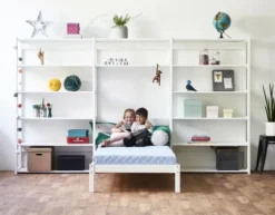 Hoppekids Storey Regalkombination 100cm mit Bett 90x200cm und 14 Regalböden weiß
