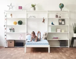 Hoppekids Storey Regalkombination 80cm mit Juniorbett 70x160cm und 14 Regalböden weiß
