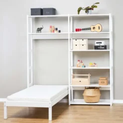 Hoppekids Storey Regalkombination 80cm mit Juniorbett 70x160cm und 8 Einlegeböden weiß