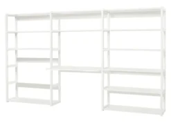 Hoppekids Storey Regalkombination 100cm mit 12 Regalböden und Tischplatte weiß