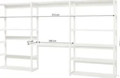 Hoppekids Storey Regalkombination 100cm mit 12 Regalböden und Tischplatte weiß