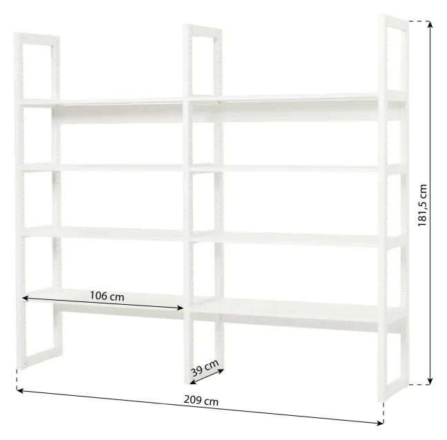 Hoppekids Storey Regalkombination 100cm mit 8 Regalböden weiß