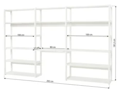 Hoppekids Storey Regalkombination 1x80cm 2x100cm mit 14 Regalböden und Tischplatte weiß