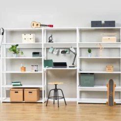 Hoppekids Storey Regalkombination 1x80cm 2x100cm mit 14 Regalböden und Tischplatte weiß
