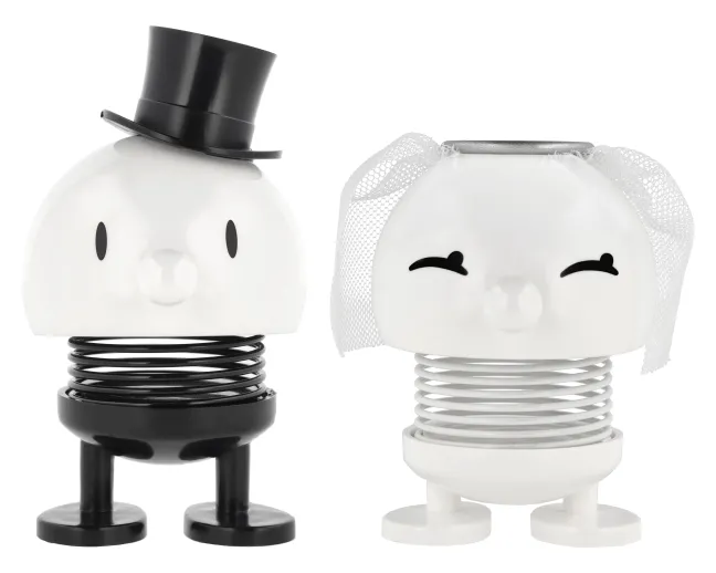 Hoptimist® Wackelfiguren Hochzeit Braut & Bräutigam weiß