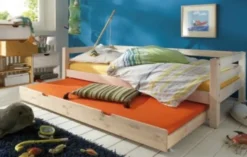 Infanskids Einzelbett mit Gästebett natur lackiert 90 x 200