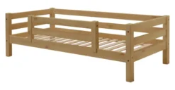Infanskids Einzelbett mit halber Abschutzsicherung gelaugt 90 x 200cm